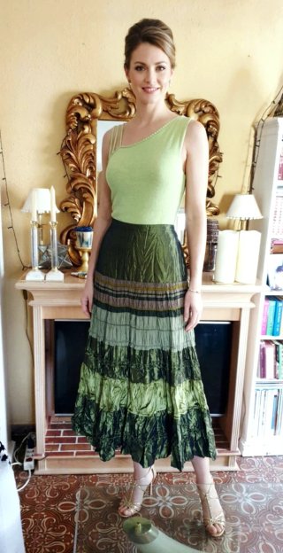 Falda Fortuny plisado verde talla única
