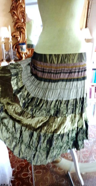 Falda Fortuny plisado verde talla única