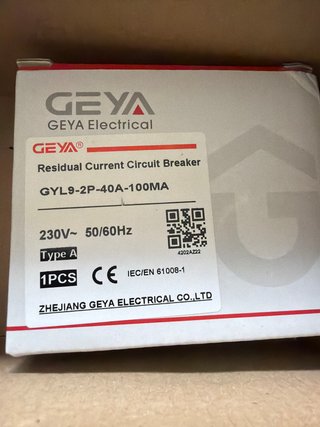 Disyuntor GEYA GYL9 2P 40A 100MA