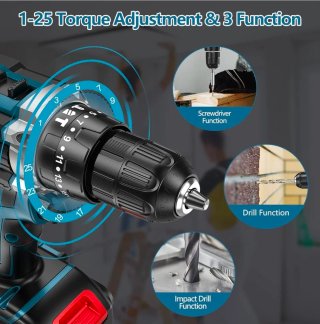 Taladro Atornillador 3 en 1 21V + 61 Accesorios