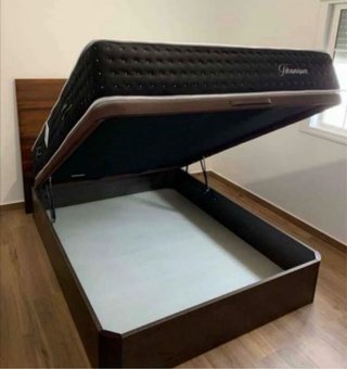 Cama canapé abatible madera y tela