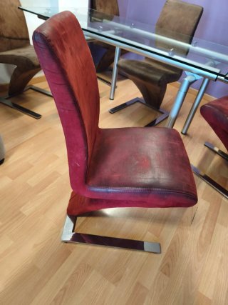 Mesa comedor cristal y 6 sillas terciopelo
