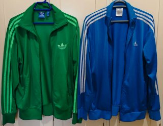 2 Chaquetas Adidas, verde y azul, talla M amplia