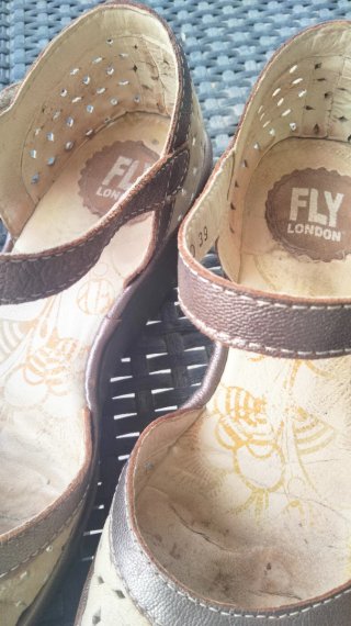 Zapatos Beige y Dorados con Tira