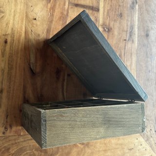 Caja de té madera étnica joyero 24x24x8,5 cm