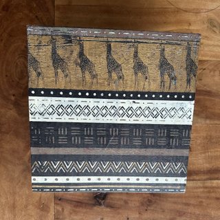 Caja de té madera étnica joyero 24x24x8,5 cm
