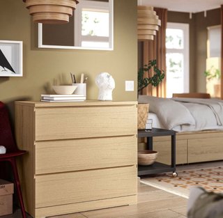 Cómoda Malm 3 cajones madera