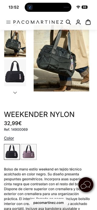 Bolso Paco Martinez Negro Acolchado