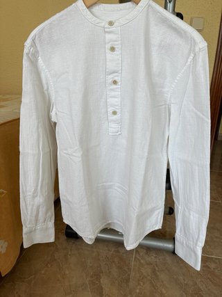 Camisa Zara Hombre Cuello Mao Blanca