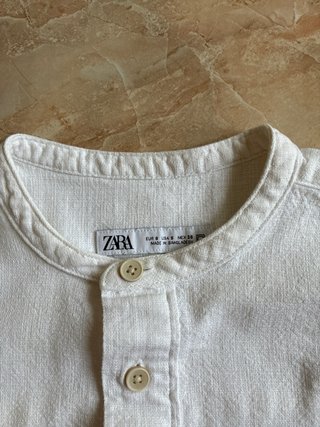Camisa Zara Hombre Cuello Mao Blanca