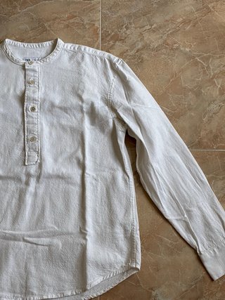 Camisa Zara Hombre Cuello Mao Blanca