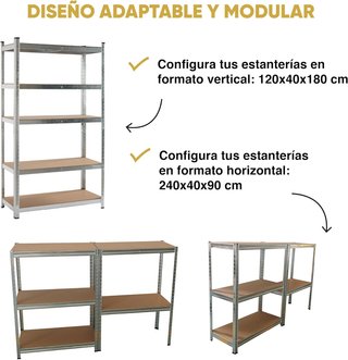 Estantería metálica acero galvanizado 5 baldas