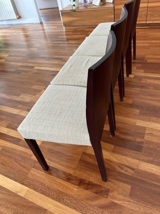 4 Sillas Comedor Tapizadas Madera Oscura