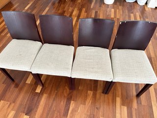 4 Sillas Comedor Tapizadas Madera Oscura