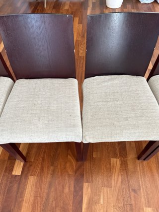 4 Sillas Comedor Tapizadas Madera Oscura