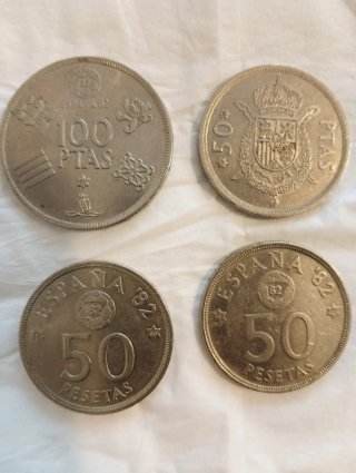 Monedas España 500, 100, 50 Pesetas Juan Carlos I