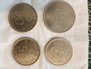 Monedas España 500, 100, 50 Pesetas Juan Carlos I