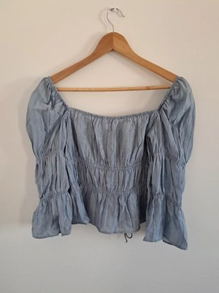Blusa suelta azul grisáceo talla S