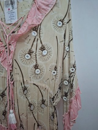 Vestido Nisa Beige y Rosa Talla Única