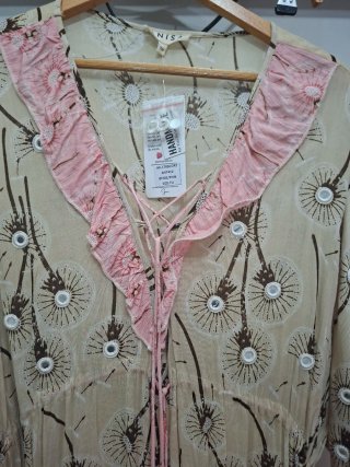 Vestido Nisa Beige y Rosa Talla Única