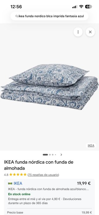 Funda nórdico IKEA 1 persona azul/blanco