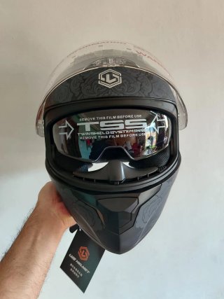 Casco Moto Integral Talla M Gris Gato