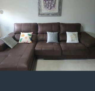 Sofá Chaiselongue chocolate Piel