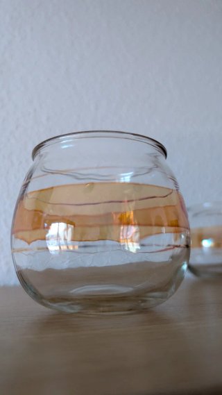 Juego de 5 vasos dorados y transparentes