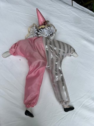 Muñeco arlequín Pierrot de porcelana vintage (años