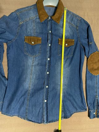Camisa Vaquera con Parches Marrones