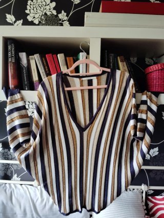 Jersey Uterqüe T.38 Rayas Doradas y Moradas