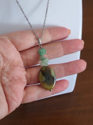 Collana Acciaio con Ciondolo Agata Striata
