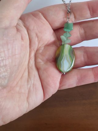 Collana Acciaio con Ciondolo Agata Striata