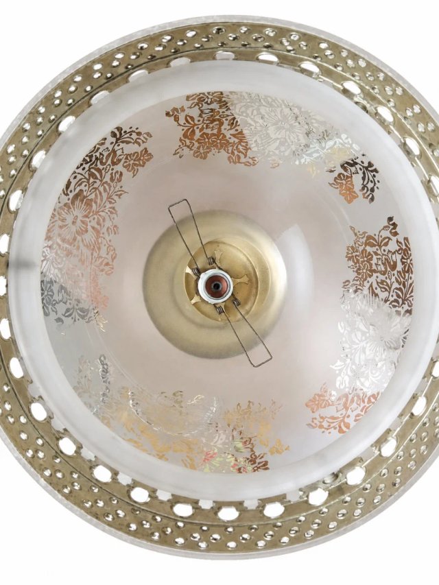Lamparita Quinqué Mid-Century Cristal y Metal