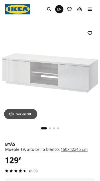 Mueble TV Ikea BYÅS Blanco
