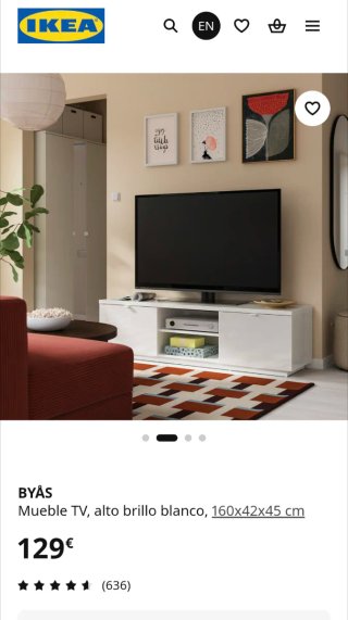 Mueble TV Ikea BYÅS Blanco