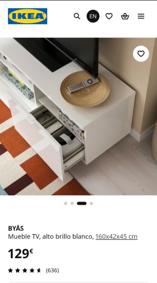 Mueble TV Ikea BYÅS Blanco
