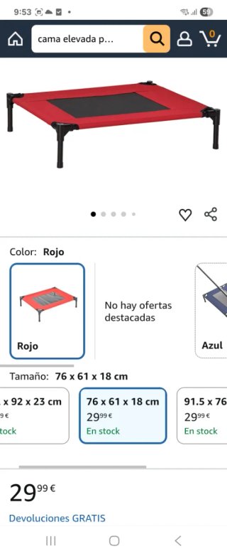 Cama/hamaca para perro roja