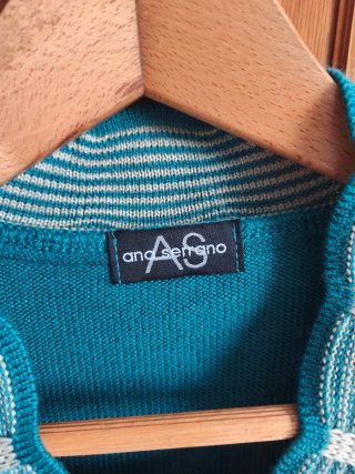 Jersey mujer cuello pico azul