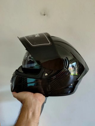 Casco Moto Talla M Pintura Carbono Negro