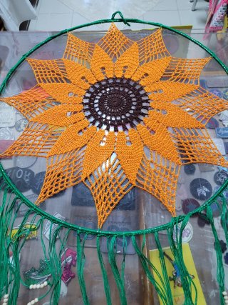 Decorazione da parete girasole uncinetto