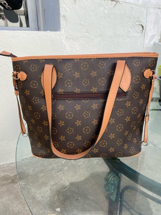 Bolso Tote Grande Estampado Marrón y Beige