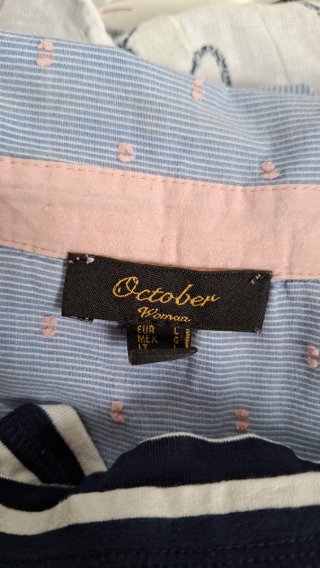 Camisa de rayas azules muy finas y rosas