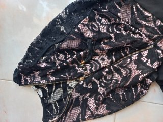 Abito Piazza Italia pizzo nero rosa taglia S