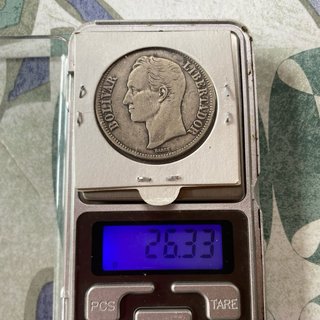 Moneda Plata 5 Bolívares Fuerte Venezuela 1924