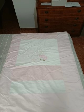 Colcha cuna bebé rosa osito 122x56cm