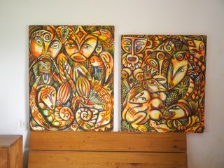 2 Cuadros XL mitología indígena caribeña 78 x 90cm