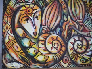 2 Cuadros XL mitología indígena caribeña 78 x 90cm