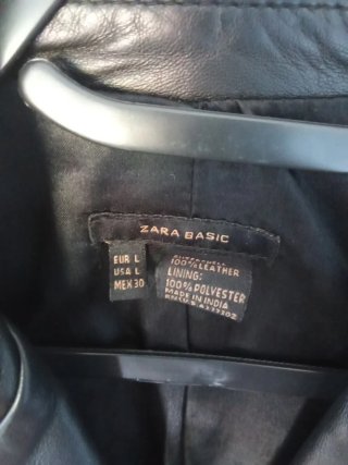 Blazer de cuero auténtico (100% leather) de Zara