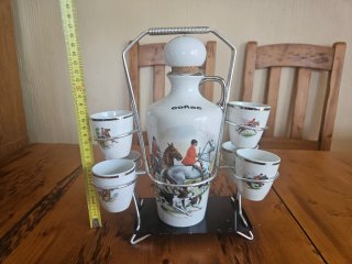 Juego Coñac Limoges Caza Botella Vasos